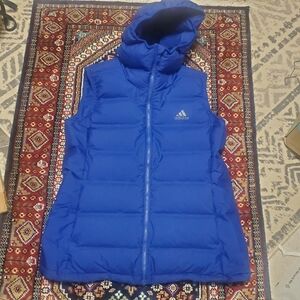 Adidas Royal Blue Hooded Puffer Vest. Duck Down. Mens Sz Large